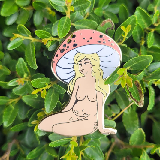 Peach Mushroom Girl - Hard Enamel Pin