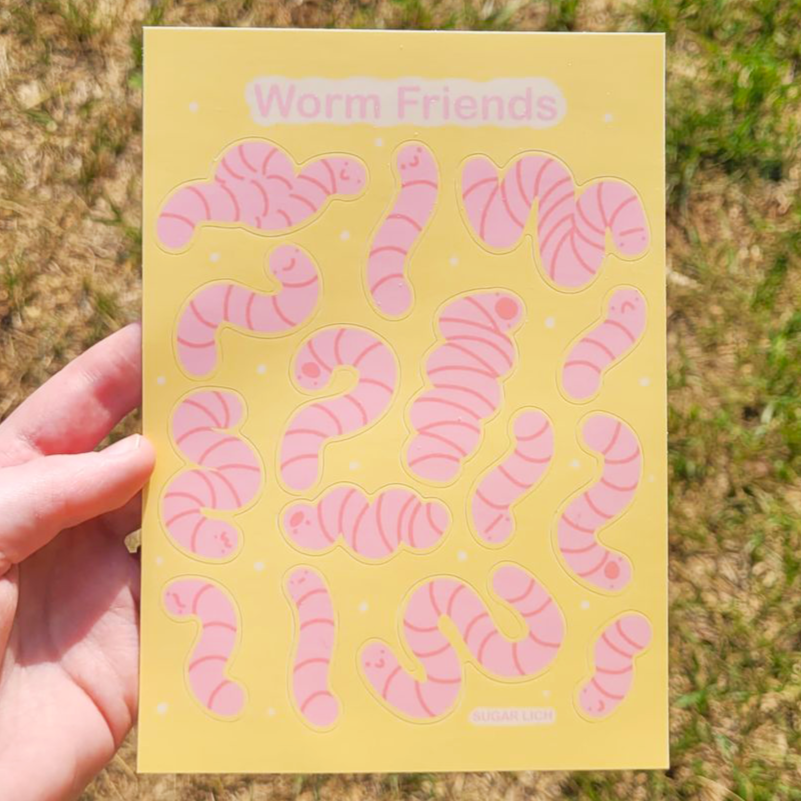 Worm Friend Sticker sheet – Sugar Lich